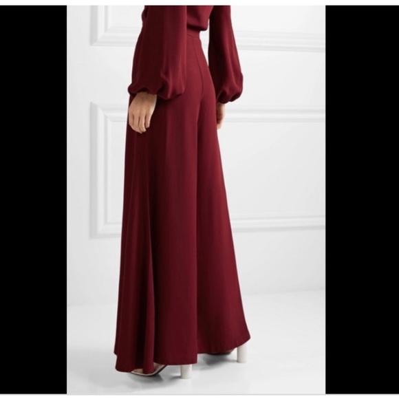 STAUD wide leg high waist burgundy pants 2 - Picture 2 of 3